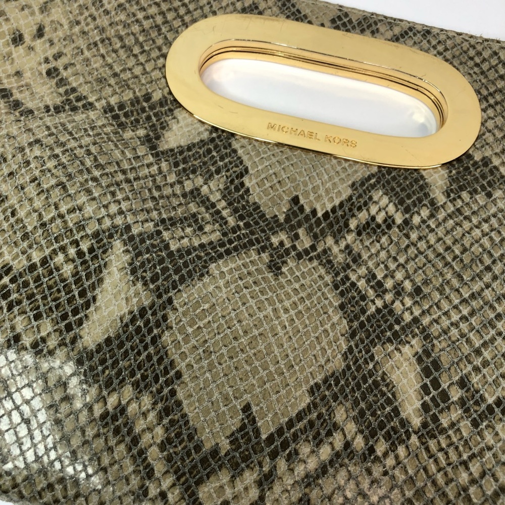 Michael Michael Kors Beige Python Embossed Leathe… - image 4